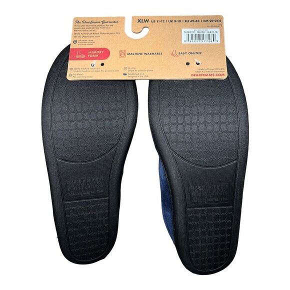 Dearfoams Women Rebecca Microfiber Velour Closed Back Clog Slippers Blue XL Wide - Picture 3 of 4